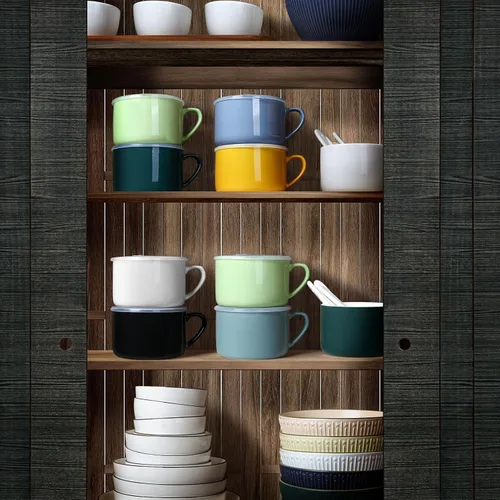Vista 8 de Tazones de sopa con asas y cucharas, cuenco de cerámica para ramen de 30 onzas con tapa, tazas grandes para fideos instantáneos, cuencos grandes