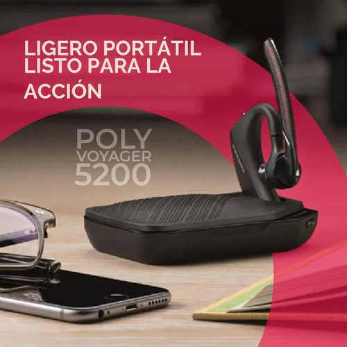 Vista 5 de Plantronics Voyager 5200 UC - Paquete de auriculares Bluetooth para teléfonos inteligentes, PC, MAC con software o aplicación RingCentral, Global