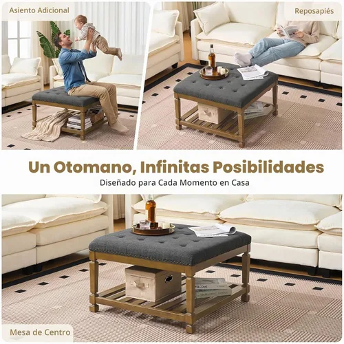 Vista 4 de Befurtori Otomana con banco de almacenamiento, mesa de centro otomana