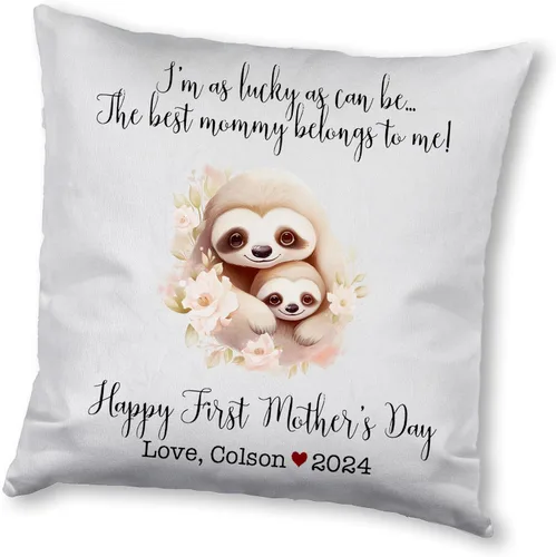 Vista 8 de Mother's Day Sloth, First Mother's Day Custom Pillowcase, Personalized Mother's Day Pillowcase, Gift for Mom, Home Decor