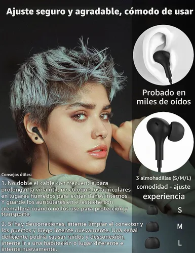 Vista 4 de Auriculares USB C para Samsung S25 FE S24 A16 A17 Auriculares con cable magnéticos en la oreja Tipo C con micrófono Control de volumen Bajo estéreo