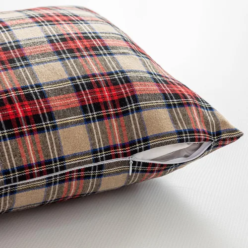 Vista 7 de Juego de 2 fundas de almohada lumbar de Navidad para exteriores de tartán Tartán lumbar marrón