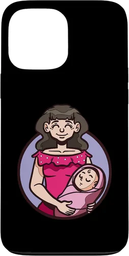 Vista 23 de iPhone XR dibujos animados madre sosteniendo bebé ilustración para niños caso