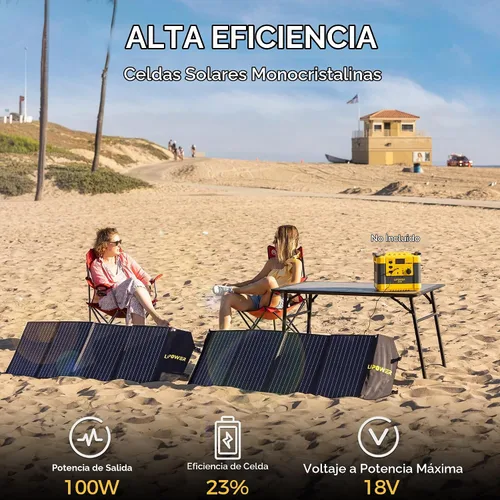 Vista 6 de Lipower - Panel solar portátil de 100 W, 18 V, cargador solar plegable para Lipower Power Sation, Jackery/Anker/FlashFish/Bluetti/Goal Zero/Rockpals
