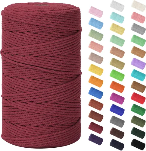 Vista 63 de Cuerda de macramé de 0.079 in x 220 yardas (656 pies), cuerda de algodón natural para colgar en la pared, ganchos de plantas, manualidades Verde