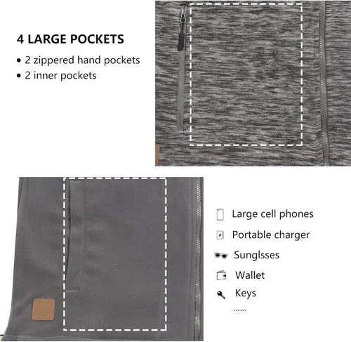 Vista 23 de Little Donkey Andy Chaleco de forro polar reversible para hombre, ligero, cálido, sin mangas, con capucha, para senderismo, caminar, viajar