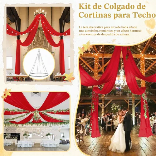 Vista 6 de MODFUNS Kit de cortina de techo para colgar, kit de cortina de techo de 12 pulgadas con 2 paneles de 5 x 20 pies, tela de cortina de techo de gasa