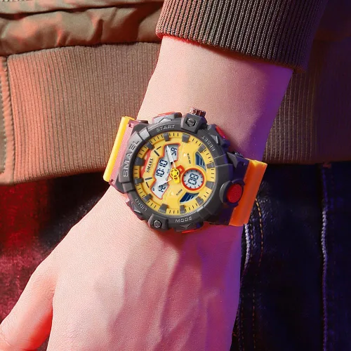 Vista 3 de SMAEL Moda transparente banda azul Shell deporte cuarzo relojes digital con cronómetro alarma impermeable casual electrónico doble tiempo reloj