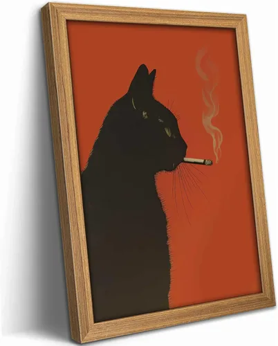 Vista 10 de Divertido Arte de Pared de Baño de Gato Negro en Lienzo Arte de Pared de Gato Abstracto con Imagen de Papel Higiénico Decoración de Pared Póster