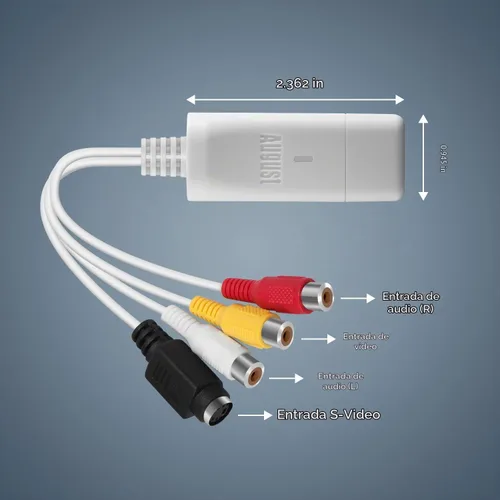 Vista 2 de August Tarjeta de captura de video USB externa VGB300 - Transferir videos caseros VHS a Mac OS y PC Windows - S-Video y compuesto