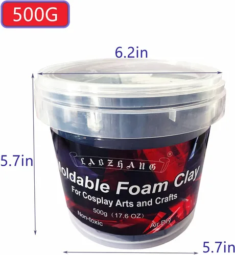 Vista 2 de Arcilla de espuma negra para cosplay de 17.64 oz, espuma esculpida ligera, arcilla seca al aire Air Dry Clay for Cosplay Costumes, Moldable Foam