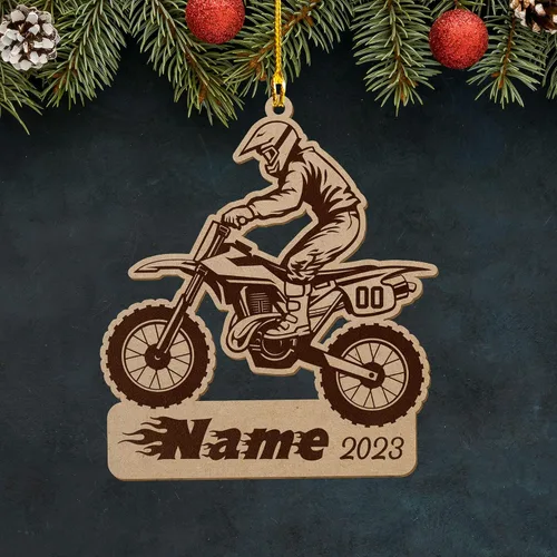Vista 4 de Adorno personalizado de moto de motocross para hombres, adorno de motocicleta, adorno de Navidad para bicicleta, adorno de batcycle, regalo