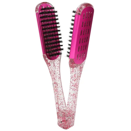 Vista 9 de ZJchao Cepillo de pelo con abrazadera, cepillo de doble cara, cepillo para alisar el cabello, forma de V, doble peine para alisar el cabello, férula