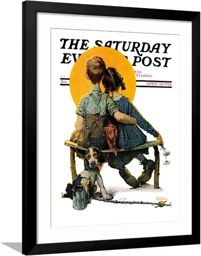 Vista 12 de ART.COM Norman Rockwell - Cubierta para poste de pared con estampado giclée Little Spooners or Sunset Saturday Evening Post, 24 de abril de 1926