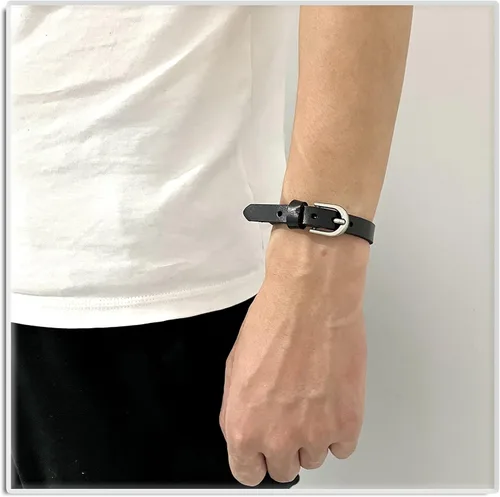 Vista 5 de Xusamss Pulsera de cuero con hebilla de aleación simple de moda, muñeca de 6 a 8 pulgadas, Cuero sintético