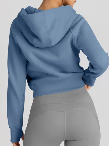 Vista 5 de Trendy Queen - Sudaderas con capucha y cremallera para mujer, sudaderas cortas de vellón, trajes de otoño, estilo informal, cómodas, Y2K, ropa