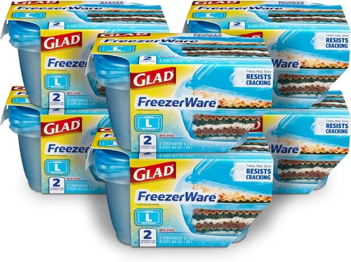 Vista 15 de Glad Gladware - Recipientes de almacenamiento de alimentos para congelar, rectángulo grande con capacidad para 64 onzas de alimentos, juego de 2