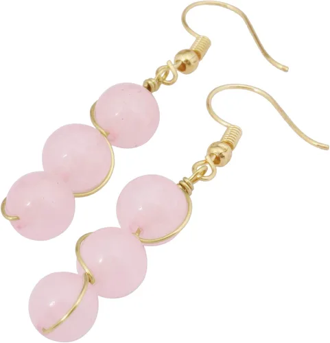 Vista 2 de TUMBEELLUWA Aretes colgantes de cuentas de cristal para mujer, aretes de gota de piedra curativa, hechos a mano, alambre de cobre, joyería de cuarzo