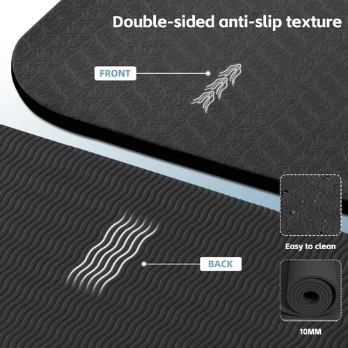 Vista 5 de Tapete de Yoga Grande de 76"x40"x0.4" - Tapete de Ejercicio Extra Ancho y Grueso Antideslizante, Versátil para Estiramiento, Estudio de Yoga