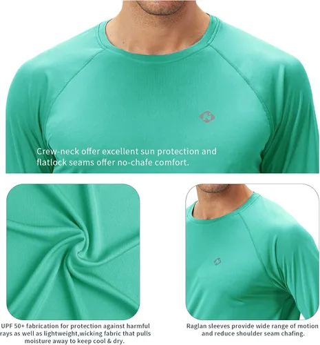 Vista 5 de NAVISKIN - Camisas de protección contra erupciones para hombre, camisetas de natación FPU 50+ con protección solar ultravioleta, de manga larga