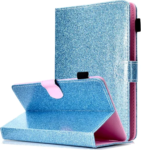 Vista 23 de Funda universal para tablet de 6.5 a 7.5 pulgadas, de piel sintética, funda protectora con ranuras para tarjetas y soporte para lápiz capacitivo