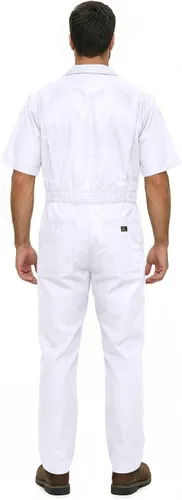 Vista 2 de Natural Uniforms - Overol con cremallera de manga corta para hombre, resistente a las manchas y a las arrugas (Blanco, Talla S)