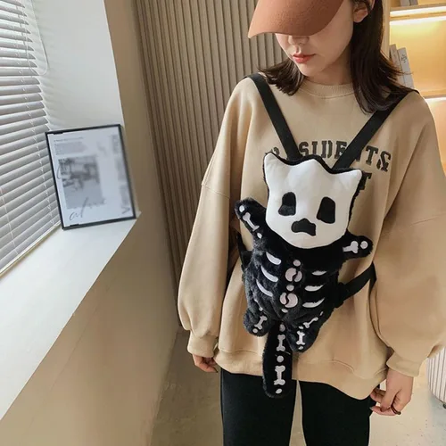 Vista 5 de Y2k - Mochila de esqueleto, vintage, Halloween, calavera Y2k, espeluznante, mochila para adultos, para mujeres, hombres, bolso gótico de cara