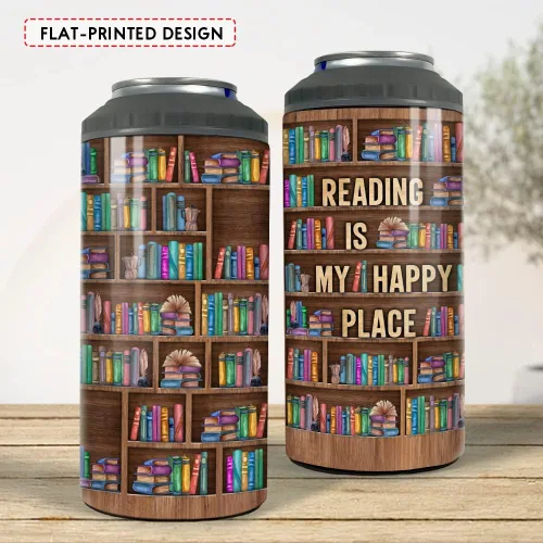 Vista 2 de SANDJEST Vaso para Amantes de los Libros Estante 4 en 1 Vaso de 12 oz Enfriador de Lata Coozie Vaso delgado de acero inoxidable Regalo