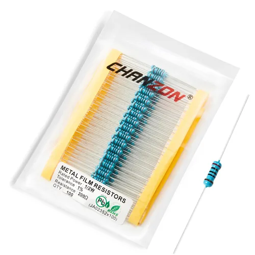 Vista 79 de Chanzon 100pcs 1/2W (0.5W) 1 Ω ohmios Resistencia fija de película metálica 0.01 ±1% Tolerancia 1R MF Orificio pasante Resistencias limitadoras