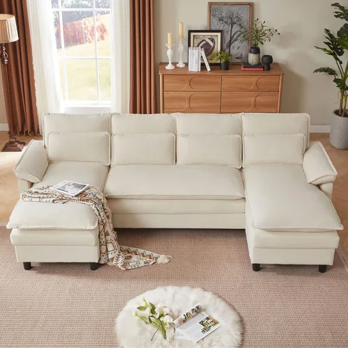 Vista 7 de Comfy - Sofá seccional con almohadas lumbares, moderno sofá en forma de U de 105 pulgadas con doble diván y asiento profundo, sofás seccionales