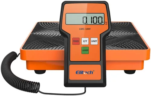 Vista 4 de Báscula Elitech LMC-100F+ de carga para refrigerante, 110 libras, de alta precisión, para Freon, para calefacción, ventilación y aire acondicionado