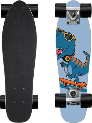 Vista 10 de KO-ON Skateboard Patinetas Completas Skateboards de 22 Pulgadas Mini Cruiser Skateboards para Principiantes, Niños, Chicos y Chicas Castor T-Rex