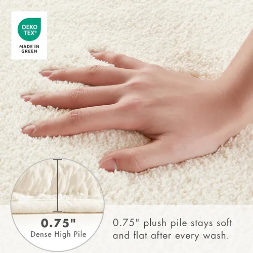 Vista 4 de Madison Park Alfombra de Baño Antideslizante, Tapete de Felpa Lujoso, Absorbente, Secado Rápido, Diseño de Spa, Decoración de Baño Marshmallow, Crema