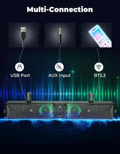 Vista 7 de KEMIMOTO Barra de Sonido UTV Midnight 80 2025 de 32 pulgadas, Barra de Sonido para Carrito de Golf Resistente al Agua IP65, Altavoz ATV Bluetooth