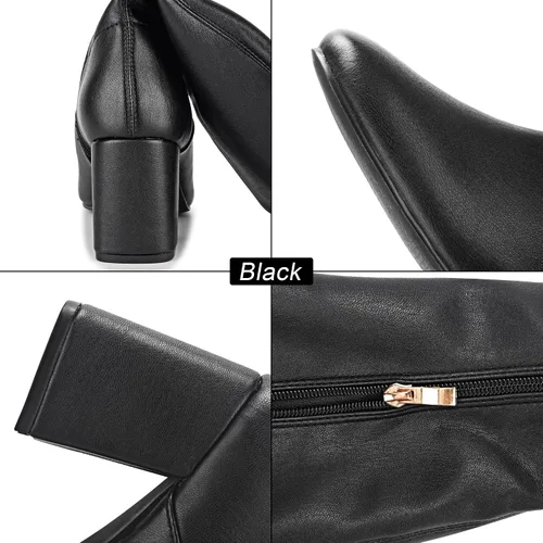Vista 5 de CAMSSOO Botas altas hasta el muslo para mujer, botas de tacón por encima de la rodilla, de moda, sexy, de invierno, tacón bajo y grueso, botas hasta