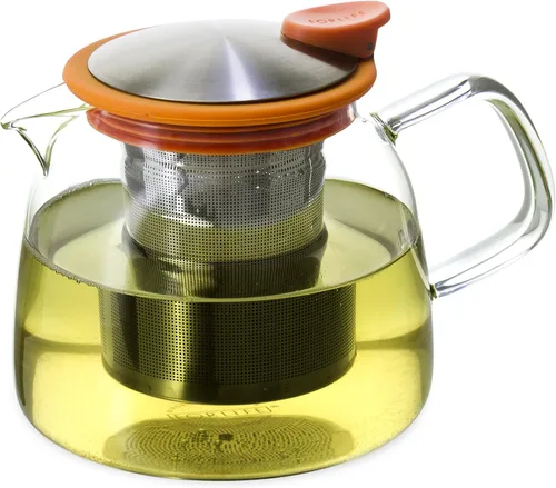Vista 4 de Forlife Tetera de vidrio Bell con infusor de cesta, 24 onzas/24.7 fl oz, rojo