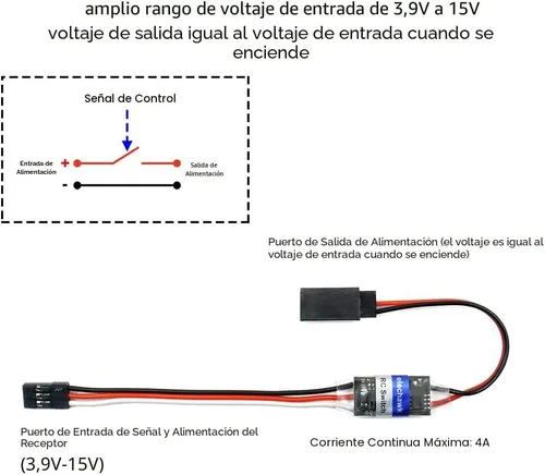 Vista 2 de Relé de interruptor electrónico controlado remotamente AUX encendido/apagado para auto, camión, barco, luz LED, dron (4A)