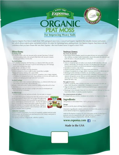 Vista 3 de Espoma Turba orgánica; musgo de turba de esfagnum de grado hortícola totalmente natural aprobado para jardinería orgánica. Ayuda a mejorar