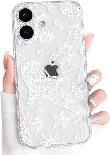 Vista 110 de NITITOP Funda para iPhone 13 Clear Sea Animal - Pez negro Pescado Negro