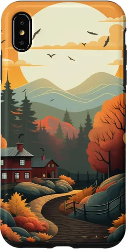Vista 11 de Otoño hojas puesta de sol en montaña pino bosque otoño vibe caso para iPhone 16