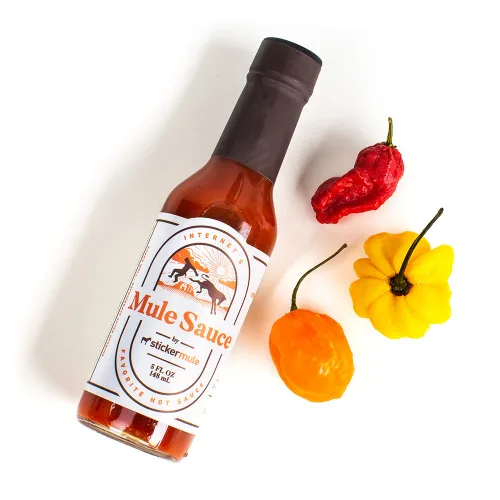 Vista 3 de Salsa de mula: salsa picante con habanero, bonete escocés amarillo y Bhut jolokia. (5 onzas, 1)