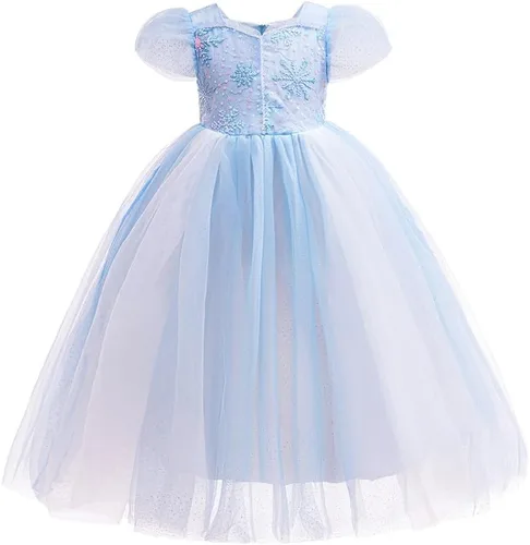 Vista 44 de Frozen - Vestido de princesa Elsa para niñas, disfraz de Halloween, Navidad, cumpleaños, fiesta, vestido de tul con accesorios