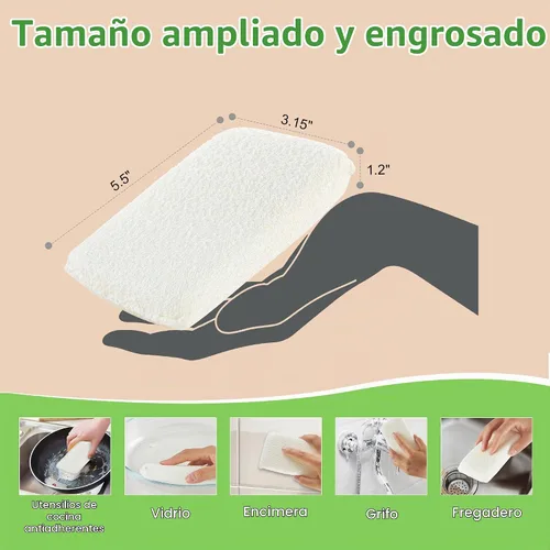 Vista 4 de Practical Matter - Esponja de cocina multiusos de fibra de algodón orgánico para lavar platos y limpiar todas las superficies, exfoliante duradero