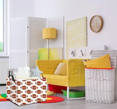 Vista 3 de NTAOHAMPER Cesta rectangular de almacenamiento de fútbol vacía, cesta de regalo plegable con asas, caja de juguetes/libros, decoración de habitación