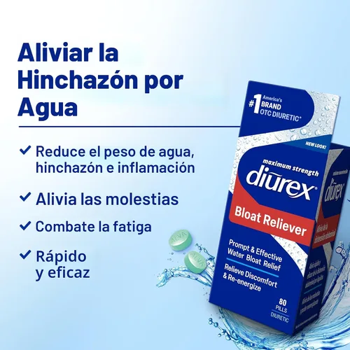Vista 2 de Diurex Pastillas de agua ultra reenergizantes - Alivia la hinchazón de agua - Siéntete mejor y menos pesado - 80