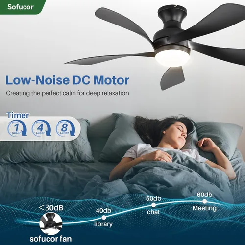 Vista 6 de Sofucor Ventiladores de techo de perfil bajo de 42 pulgadas con luces y 2-Negro