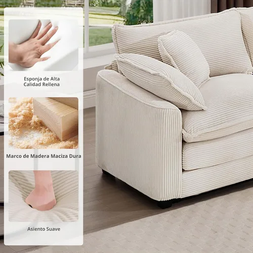 Vista 6 de mikibama Juego de sofá de lujo de 2 piezas, sofá de dos plazas y sillón, juego de sofás de pana moderna cómodos tipo nube para sala de estar