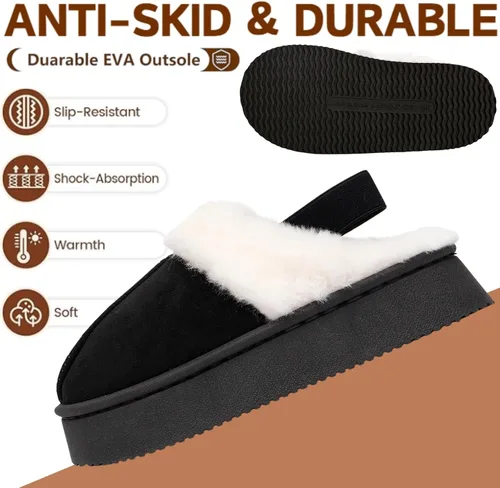 Vista 7 de Pantuflas mullidas de suela gruesa para mujeres y hombres – Zapatos cómodos de plataforma con suela antideslizante, pantuflas de tobillo corto