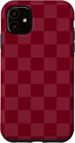 Vista 8 de Funda de diseño simple con diseño a cuadros rojo burdeos para iPhone 16