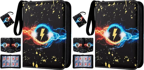 Vista 8 de Jravkfi Carpeta de tarjetas coleccionables de 4 bolsillos, libro de colección de tarjetas coleccionables de 400 bolsillos con mangas, álbum